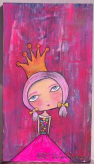 Huge Fairy Princess Painting Bright Neon colors Girly Folk Pop aRt piece